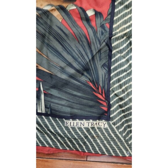 Ellen Tracy 34” Square Scarf Leopard Jungle Print Tropical Boho Wrap Shawl - Picture 3 of 8